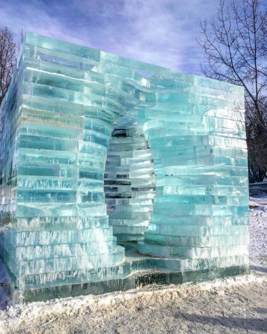Ice Warming Hut by Anish Kapoor on the Red River Mutual Trail at The Forks in Winnipeg