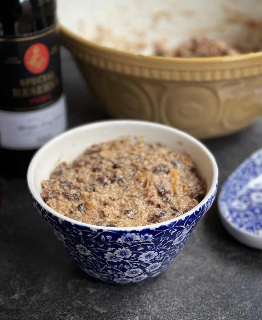 If you make it now, or on Stir up Sunday, which is on the 26th November this year (2023), it will have matured nicely just in time for Christmas day.
I made one more substitution, I used butter in place of suet, as we prefer the richness of butter to to suet.
